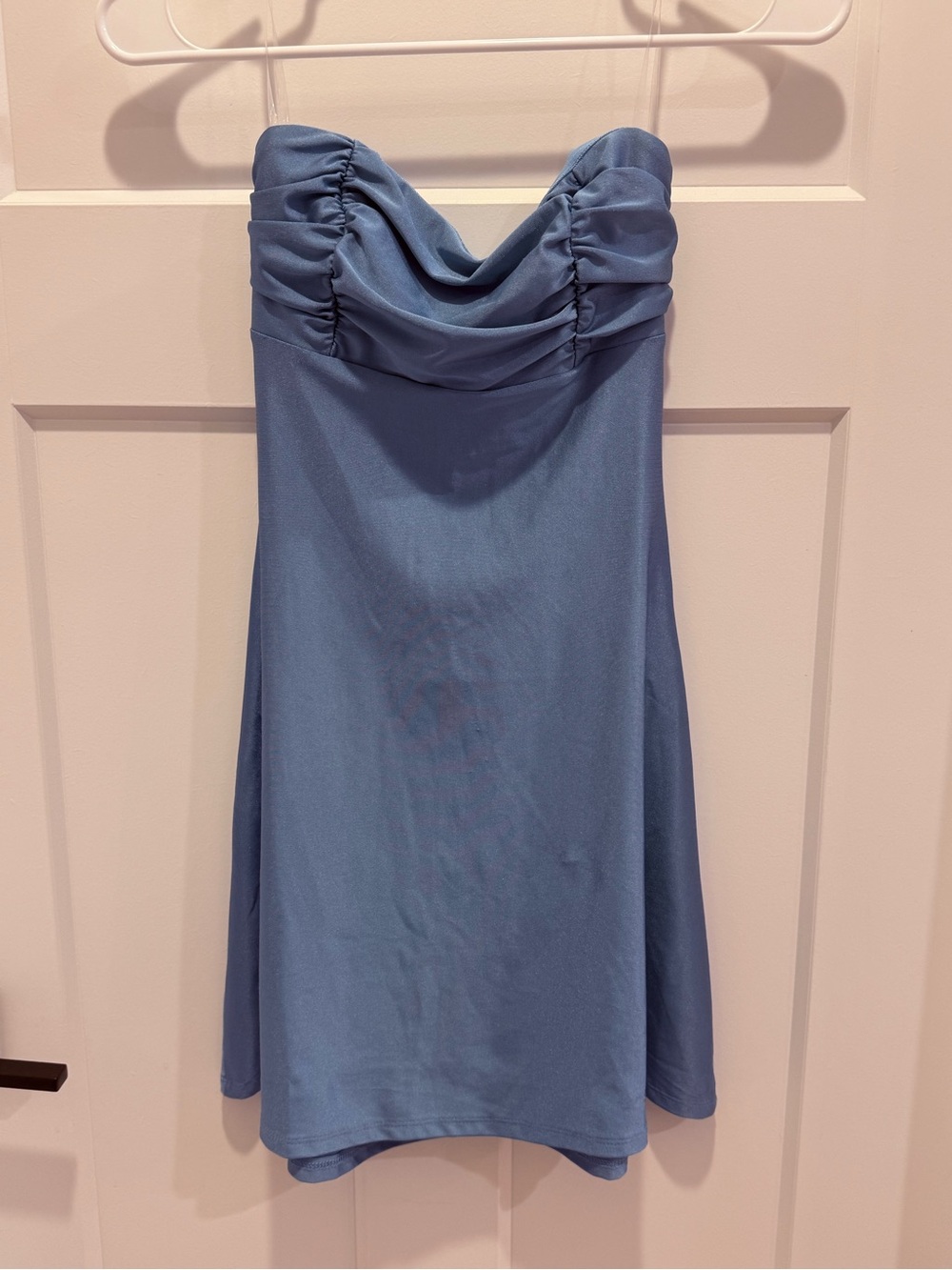 Windsor Strapless Draped Cowl Light Blue Dress